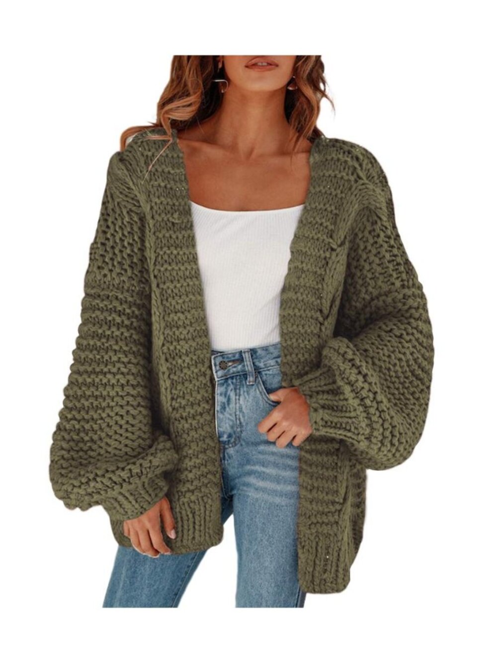 Womens Chunky Cardigan Cable Knit Oversized Open Front Cardigan Sweaters